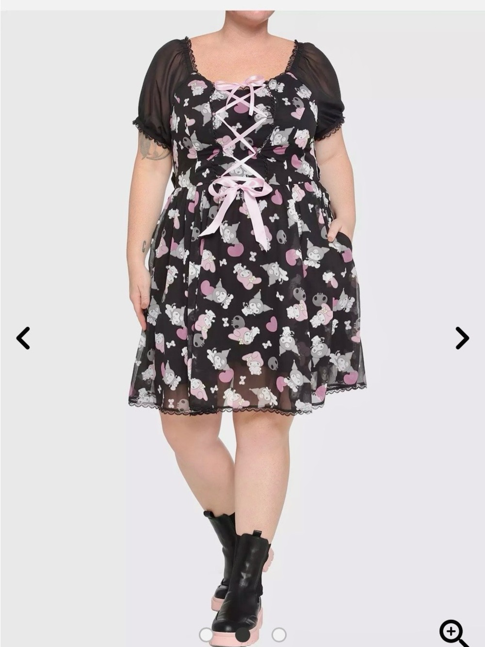 Plus-Size My Melody & Kuromi Lace-Up Chiffon Dress Plus Size